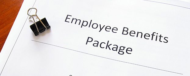 Employee Benefits Package document on an office desk