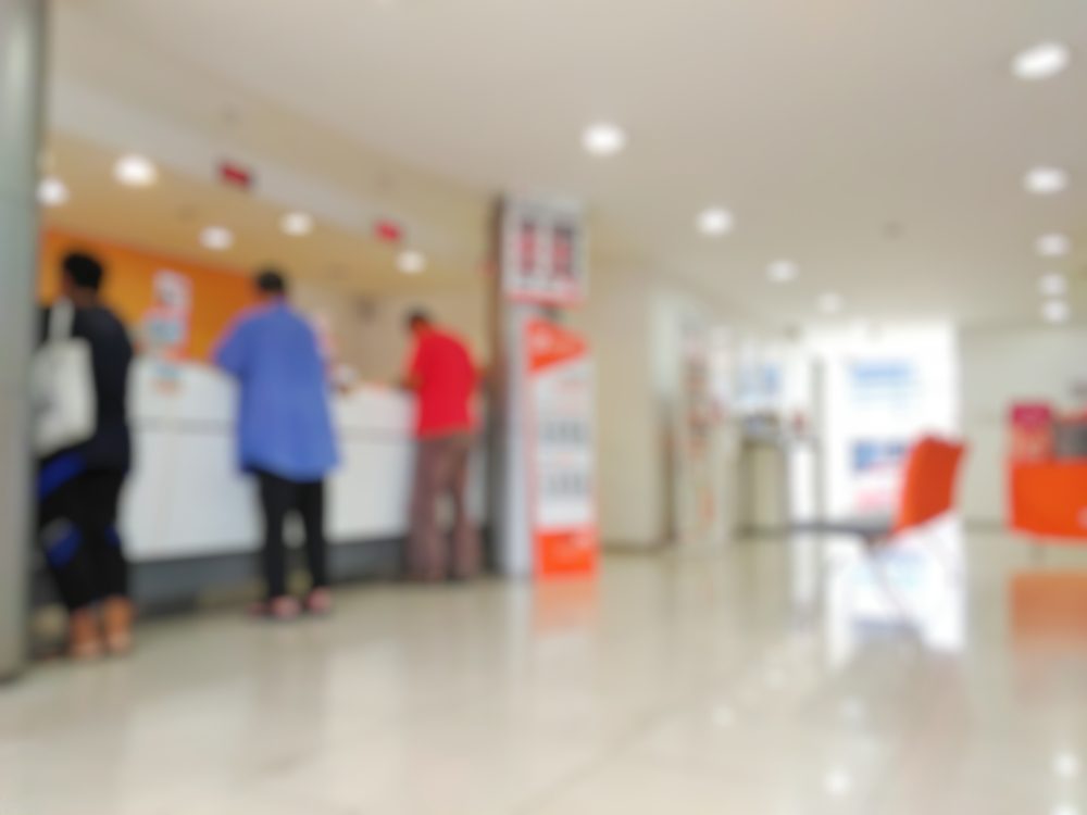 Blurred commercial bank