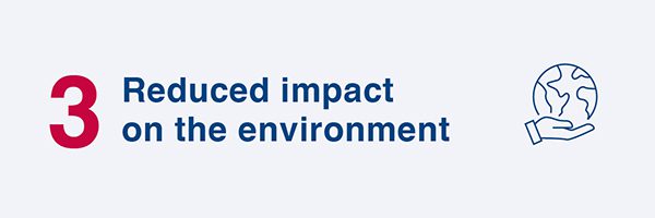 Graphic reading "Reduced impact on the environment"